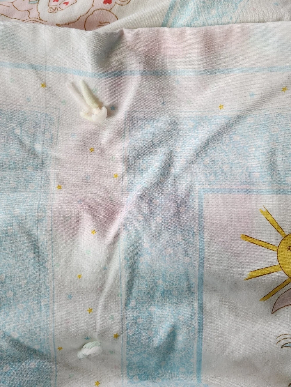 Vintage Handmade Care Bears Baby Quilt